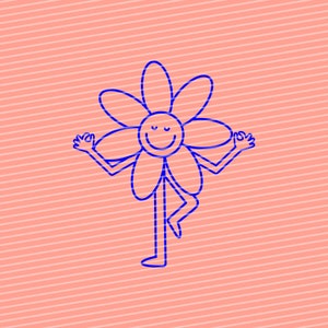 Plotterdatei Relaxing Flower, Yoga, Cartoon, Plottervorlage, Grafik für Schneideplotter, Blume, dxf, svg, Siebdruckvorlage, Bügelbild