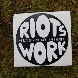 RIOTS WORK eggshell slap sticker
