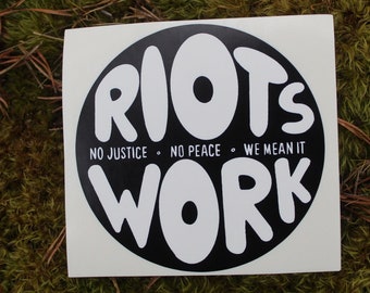 RIOTS WORK eggshell slap sticker