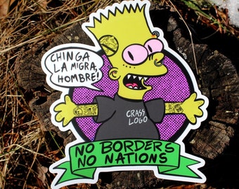 Bootleg Bart No borders No nations sticker