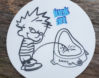 fuck art calvin dada sticker