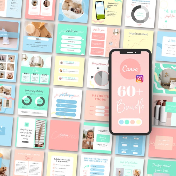 Pastel Instagram Template, Summer Social Media Posts, create the perfect Feed needed to have an eye-catching Instagram greed