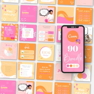Fel oranje Instagram-sjabloon, kleurrijke sjablonen, instagram-post, oranje roze instagram-feed, sjabloon boho, sjabloonbedrijf