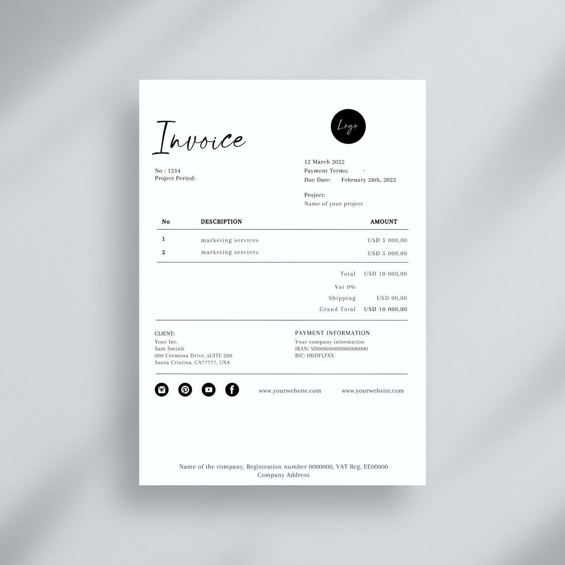 Invoice Template Canva Printable Invoice Editable Template - Etsy