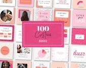 Pink instagram posts, orange pink modern template, instagram templates, social media branding, canva template