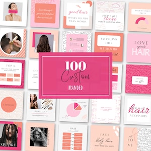 Pink instagram posts, orange pink modern template, instagram templates, social media branding, canva template