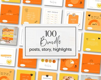 Instagram posts orange, instagram post, social media pack, highlights, bright instagram, teacher template, colorful instagram teplate