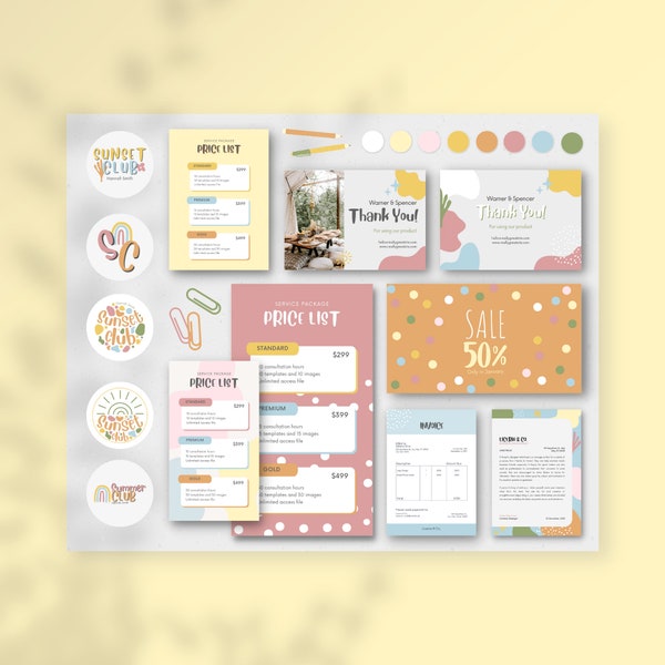 Branding Kit boho, DIY, social media kit, branding package with logo, branding kit template canva