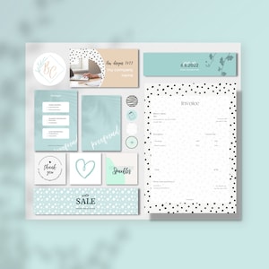 Blue Branding Kit, minimalist, DIY, social media kit, branding package with logo, branding kit template canva
