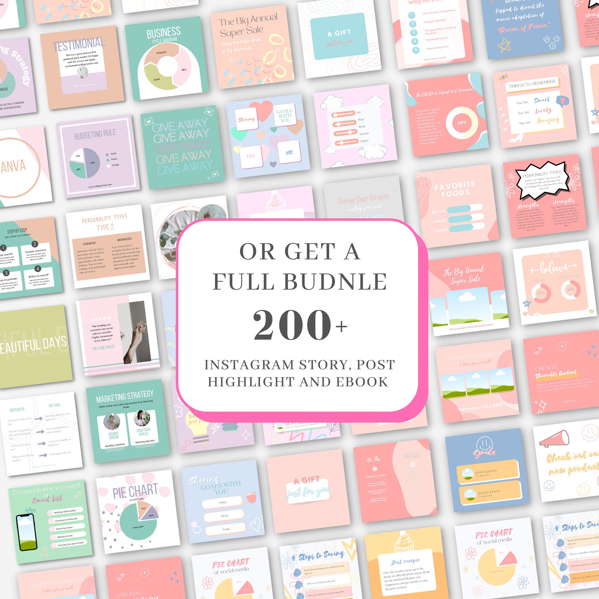 Blush Pink Beauty Instagram Templates, Instagram Template Pastel Pink ...