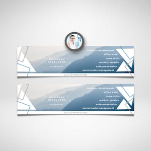 Blue Linkedin profile banner template, Linkedin background, linkedin cover, career booster - Explore NOW!