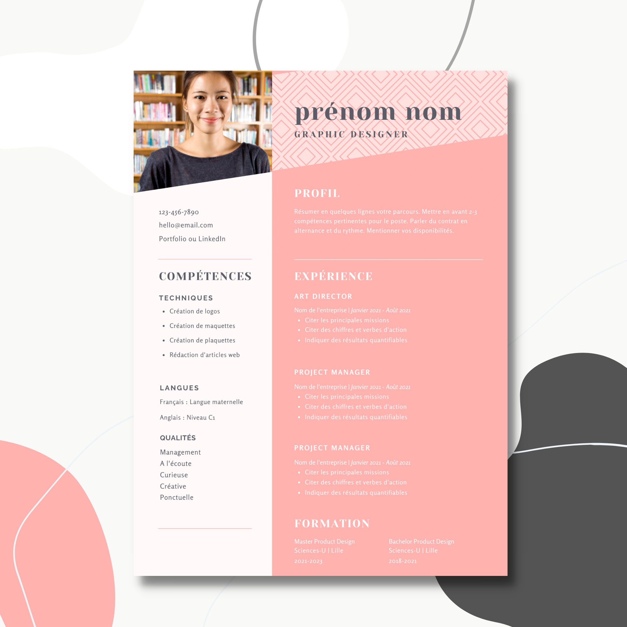 Cv Template Professional Cv Template With Photo Cv Template Etsy Canada