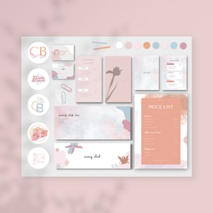 Branding Kit, watercolour, pink, DIY, social media kit, instagram bundle, branding kit template canva