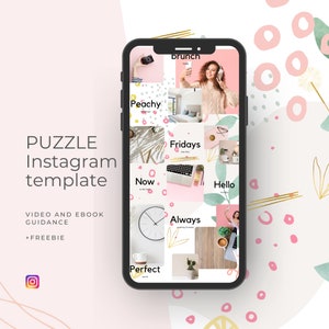 Instagram template puzzle, instagram templates watercolor, template beauty, template skin care, template fashion, template pink, boho
