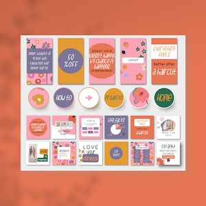 Instagram template bundle, instagram pack, highlights, story template, posts, boho instagram
