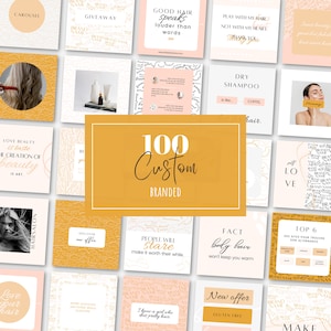 Pastel instagram, orange pink boho template, instagram templates, social media, canva template