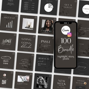 Instagram template ,minimalist black, dark, black, business modern, template restaurant, instagram templates, canva template