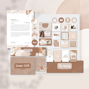 Branding Kit, boho beige, DIY, social media kit, branding package, branding kit template CANVA
