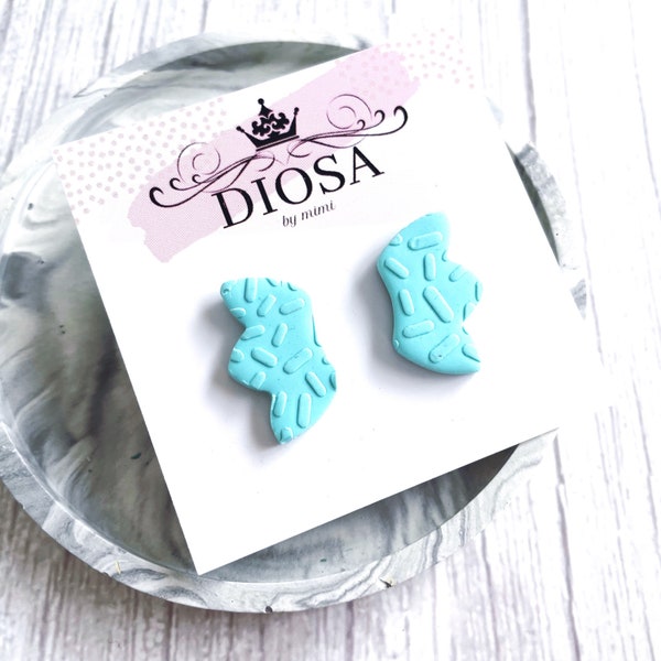 Bright Blue Textured studs / fashion studs / Fun Bright studs / modern fun earrings/ Chic teacher earrings, Teacher Gifts