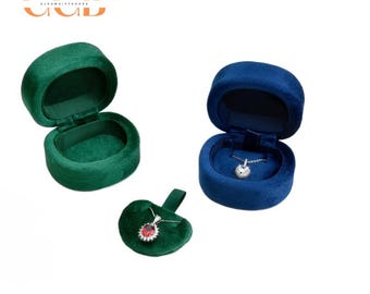 Boîte à bagues ou à pendentif en velours - boîte à bagues en mariage, boîte-cadeau d'anniversaire, emballage et boîtes de rangement de bijoux élégants, boîte de fiançailles