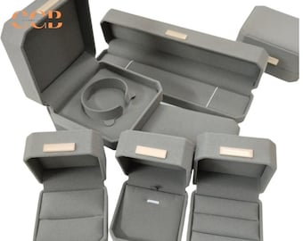 Customised Wholesale Grey Octagonal Microfiber Jewelry Box, Ring Box, Pendant Box, Bracelet Box, Pearl Necklace Box, Jewelry Storage Box