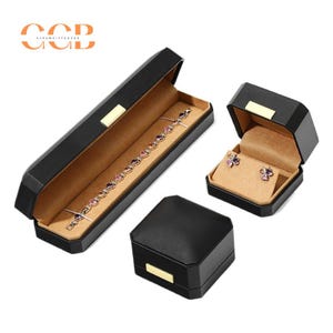 Customised Wholesale Black PU Leather Jewelry Box Set, Pendant Box, Bracelet Box, Pearl Necklace Box, Jewelry Storage Box, Ring Box