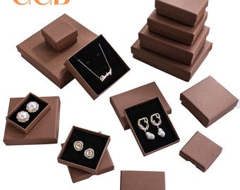 10pcs vintage brown slim jewelry box for rings earrings necklace, multi color jewelry gift boxes for packaging, custom logo available