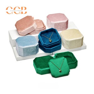 Joyero de terciopelo con forma de hexágono para collar, caja de regalo de terciopelo, caja de regalo de San Valentín, caja de regalo de cumpleaños, joyero para pulsera, caja para colgante