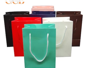 20pc bulk wholesale paper gift bags | custom logo jewelry handbag tote | retail packaging supplier