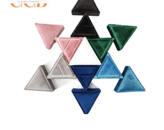 Variety color triangle velvet ring box, wedding ring box, proposal ring box, single slot ring box, engagement ring box, ring holder