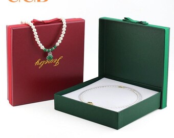 10pcs green and red pearl necklace box set, wholesale jewelry packaging for earrings and bracelets, pearl display tote box collection