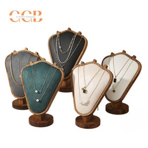 Wooden v-shaped neck rack jewelry display, jewelry display stand, necklace display stand, necklace holder stand, pendant display