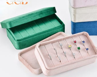 Velvet ring jewelry box tray, jewelry storage and display organizer, velvet ring holder case, wholesale jewelry packaging and display