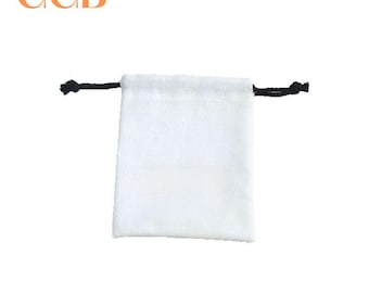 20pcs white jewelry pouch with black string, drawstring bag for rings earrings bracelets, multi size jewelry packaging gift bags