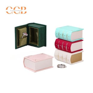Geschichtenbuch-Pu-Leder-Schmuckgeschenkbox in Buchform, Vorschlag-Ring-Box, Verlobungsring-Box, Jubiläumsring-Box, Vintage-Stil-Box