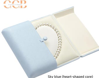 Multi Farbe quadratische Herz Perlenkette Schmuckschatulle, Samt Einsatzbox, Jubiläumsgeschenkbox, Hochzeitsgeschenkbox, Schmuck Geschenkbox