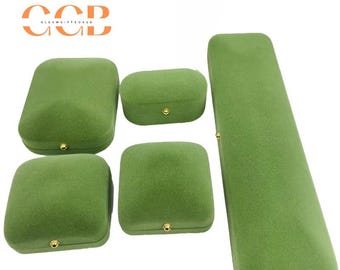 Grass Green Velvet Jewelry Box Set, Ring Box, Pendant Box, Bracelet Box, Pearl Necklace Box, Jewelry Storage Box, Gift Box