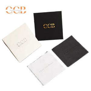 50pcs white or black custom logo silver polishing cloth, Double-Sided Velvet Polishing Cloth for Gold Silver Jewelry Care