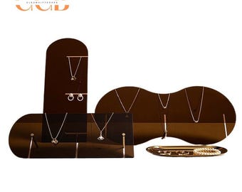 Brown acrylic necklace jewelry display stand, jewelry organizer, jewelry holder, jewelry tray, necklace holder,earring holder,retail display