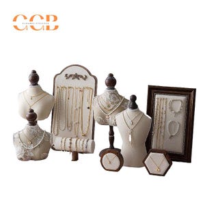 Vintage Style Jewelry Display Stand for Set Portrait Display for Necklace Earrings and Bracelet Jewelry Shop and Photography Props