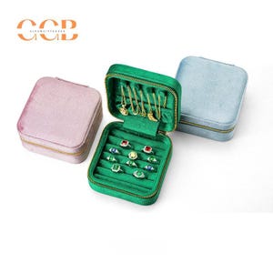 Fluwelen reisetui voor sieraden – reissieradendoos met ritssluiting, compact en elegant opbergvak voor ringen, oorbellen en kettingen