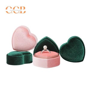 Velvet heart ring box, single slot ring box, double slot ring box, wedding ring box, proposal ring box, engagement ring box, pendant box
