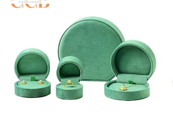 Green Luxury Velvet Jewelry Gift Box Set with Ring, Necklace & Earring Holders, High-End Jewelry Packaging for Wedding or Display