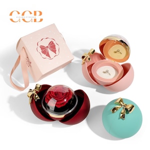 Echte konservierte rote Rose Ringbox, romantische Schmuckschatulle für Ringe & Ohrringe, Vorschlag Geschenk, Valentins- und Weihnachtsschmuck