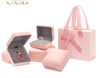 Customised leather-look jewelry box set, pendant box, necklace box, bracelet box, ring box