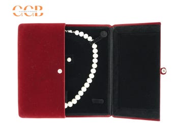 Boîte à bijoux bague boucle d'oreille collier en velours rouge, boîte collier de perles, boîte à bagues, boîte parure de bijoux, boîte en velours, boîte cadeau d'anniversaire ou de mariage