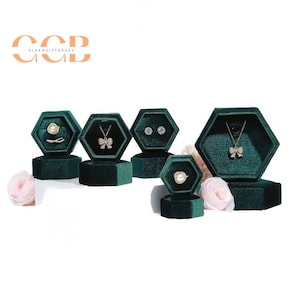 Velvet Hexagonal Jewelry Box Earring Pendant Ring Bracelet Set Jewelry Box Storage
