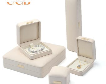Customised premium luxury lavender & white leather jewelry box,jewelry set box,microfiber lining,jewelry packaging,bracelet and necklace box