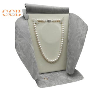 Wholesale Gray Velvet Necklace Pouch for Jewelry Display, Soft Velvet Bag for Necklaces, Pearl Jewelry Packaging Supply