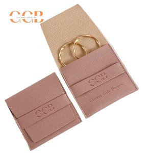 10pcs Pink vegan leather jewelry flap bags, high end PU packaging bags for ring necklace storage, jewelry business use